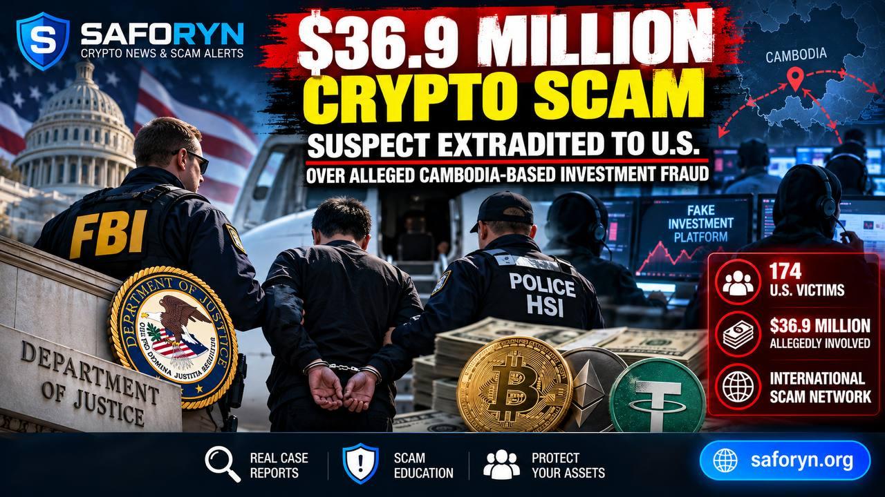 🚨$36.9 Million Crypto Scam: Suspect Extradited to U.S. Over Alleged Cambodia-Based Investment Fraud